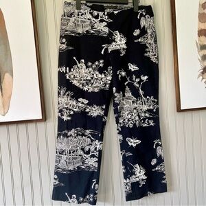 Guess Collection Toile Print Cotton Black and White Crop Trousers Woman’s 12